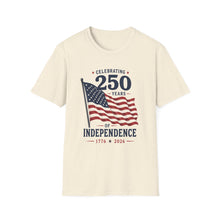 Load image into Gallery viewer, 250 Years of Independence T-Shirt – July 4th American Flag Tee (1776–2026)
