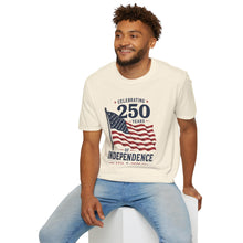 Load image into Gallery viewer, 250 Years of Independence T-Shirt – July 4th American Flag Tee (1776–2026)